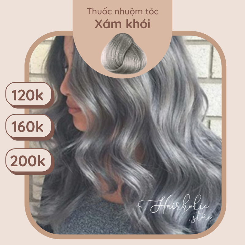 Màu nhuộm tóc màu Xám Khói Hairholic khó phai + Tặng kèm ủ tóc Bio.