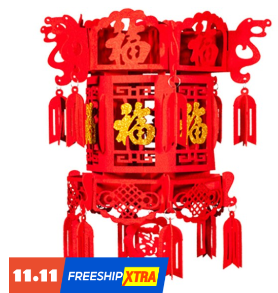 Đèn lồng đỏ chữ phúc may mắn trang trí tết, lễ hội (25cm * 35 cm)