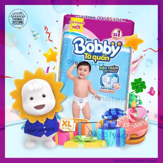 [TẶNG GẤU BÔNG BOBBY CHAN SIÊU DỄ THƯƠNG ] Bỉm/tã quần Bobby Siêu thoáng XL-48 miếng (12-17kg) - Cam kết HSD còn ít nhất 10 tháng