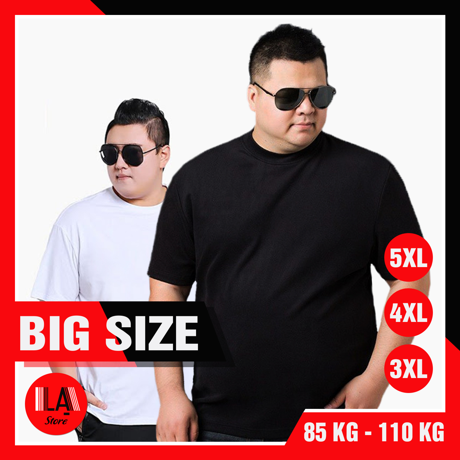Áo Thun Trơn Big Size 3XL, 4XL, 5XL Trắng Và Đen - LẠ STORE