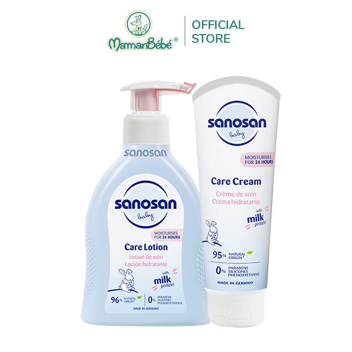 Combo 2 Kem dưỡng ẩm Sanosan Baby care cream 100ml + Sữa dưỡng thể Sanosan