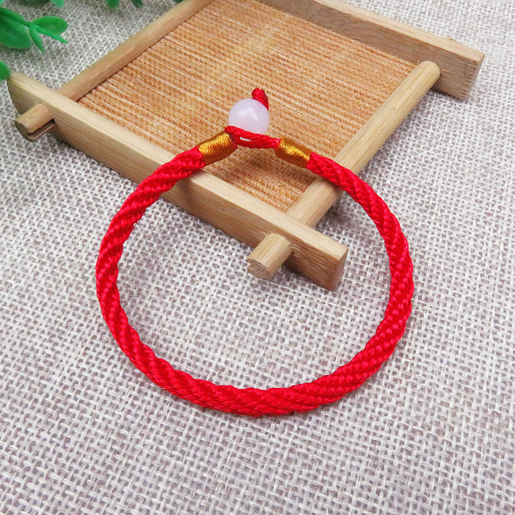 Vòng tay ebi nút giả ngọc bích dây thừng chỉ đỏ may mắn