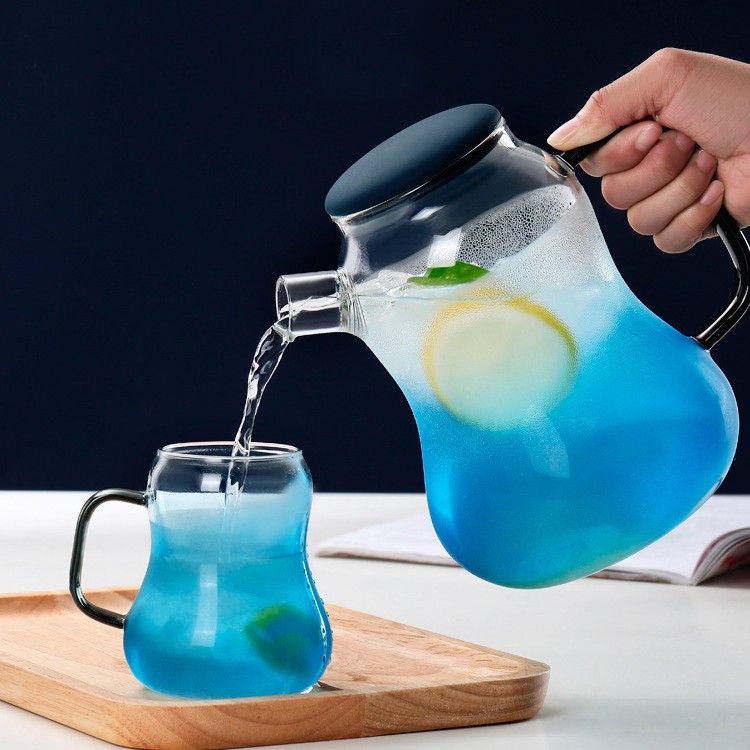 Bình Nước Thủy Tinh 1400ml và 4 Ly 230ml Kiểu Dáng Hồ Lô - Phát Đạt Lộc  - Có bán riêng bình