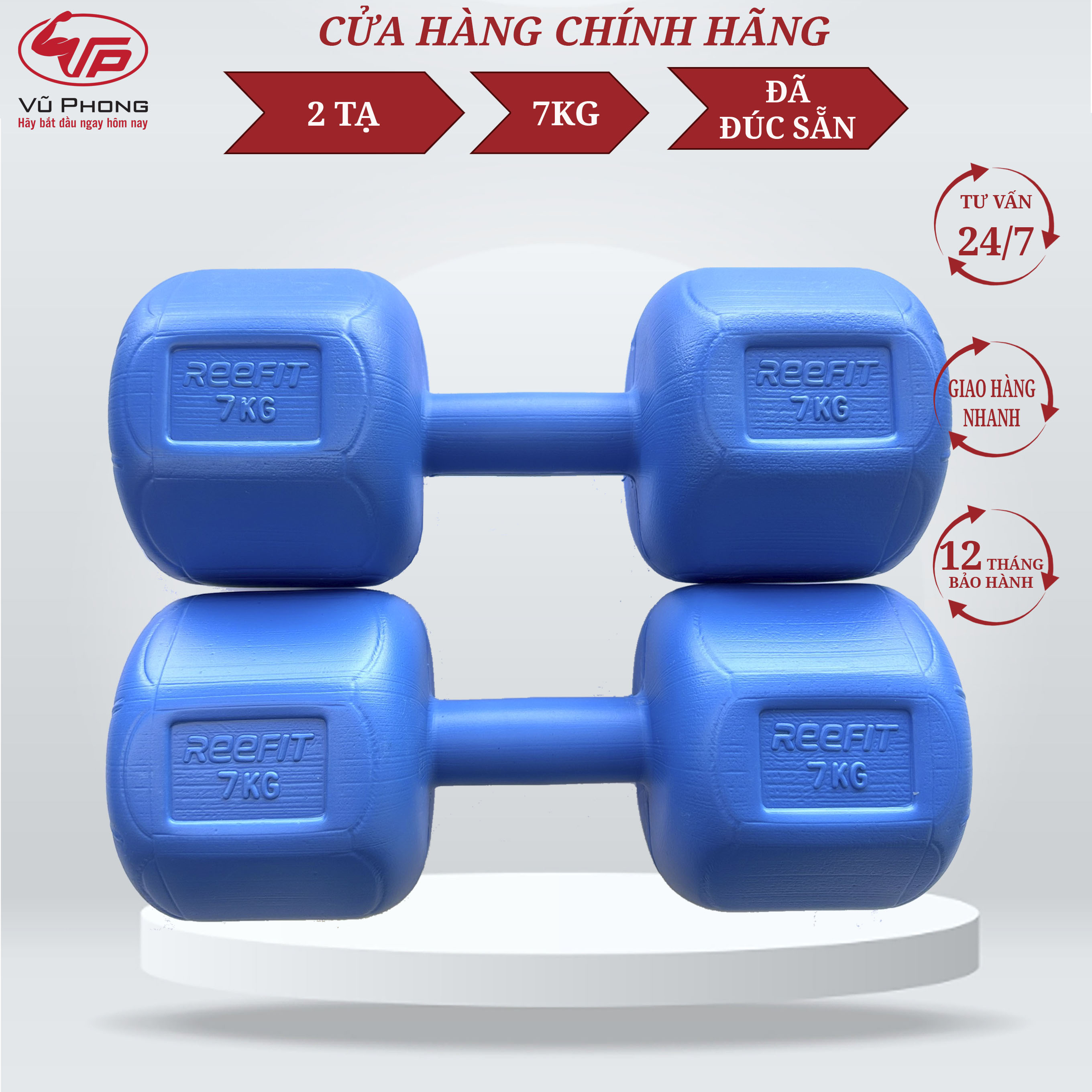 Bộ 2 tạ nhựa bát giác 7kg