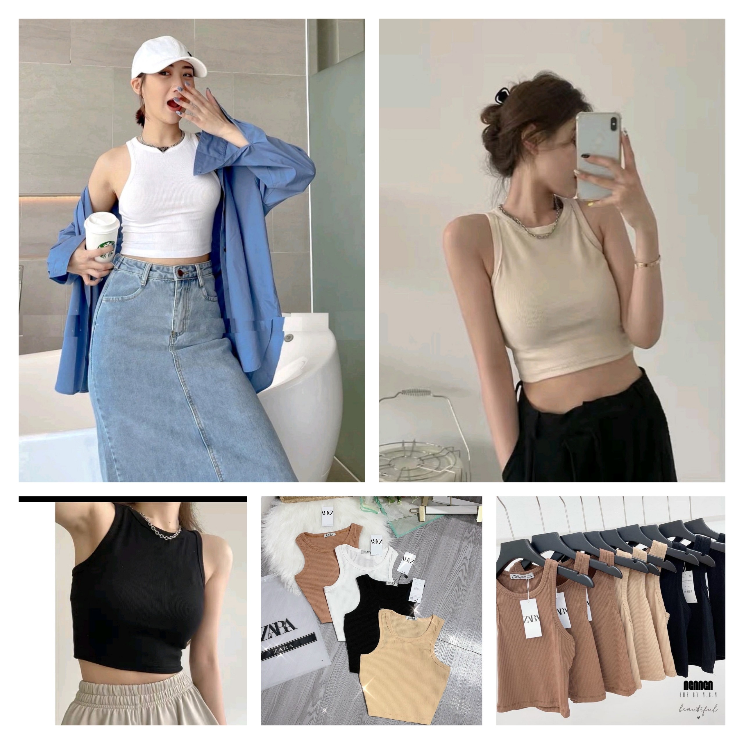 [ Chuyên sỉ ] Áo balo nữ basic - phong cách mùa hè năng động / ÁO CROPTOP BA LỖ NGƯỢC