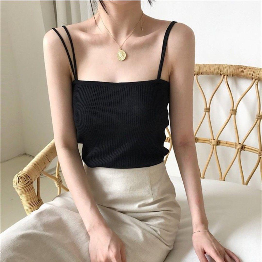 Áo hai dây croptop sợi mảnh đơn giản sang trọng 11211-2