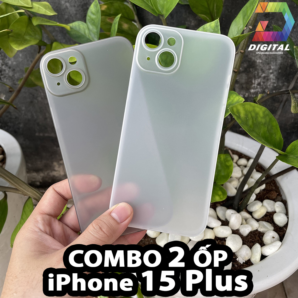 Combo 2 ốp lưng trong nhám unibody iphone 15 plus siêu mỏng