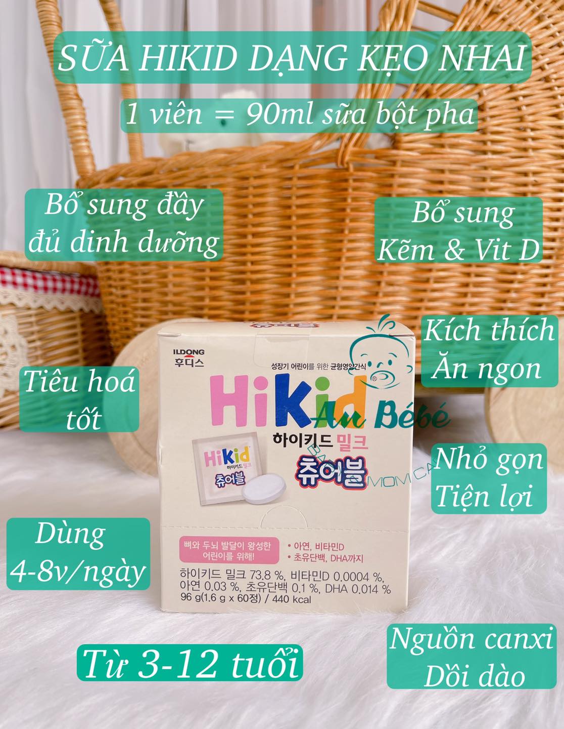 Sữa hikid dạng kẹo hộp 60 viên date 2023
