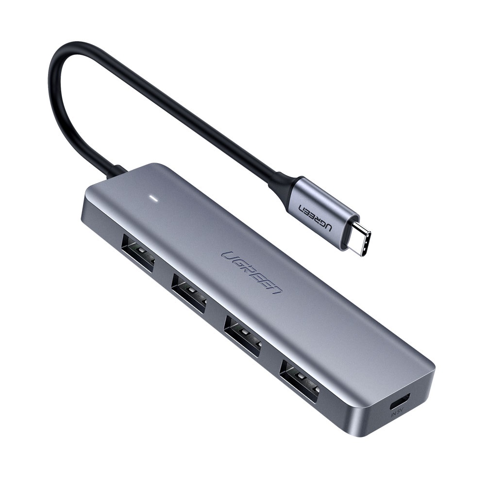 Hub usb type-c sang 4 cổng usb 3.0 ugreen 70336, có cổng trợ nguồn micro usb