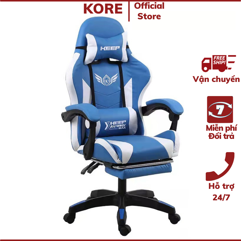 Ghế ngồi chơi game ngả lưng, gác chân, massage lưng vừa làm việc chơi game nhiều màu sắc