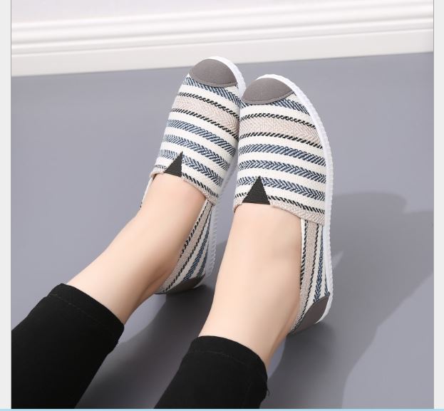 Giày lười nữ giày slip on nữ sọc ngang