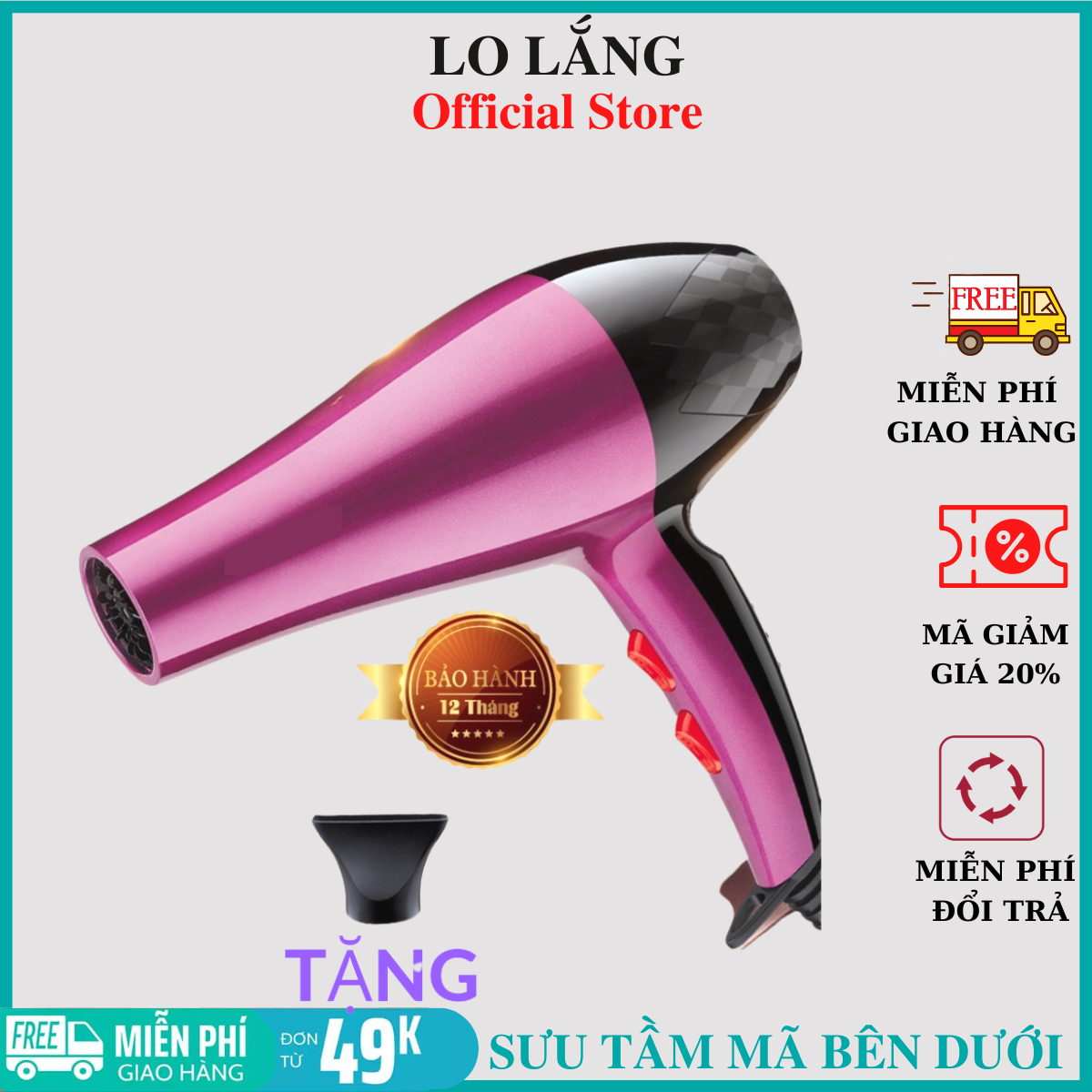 Máy sấy tóc 2 chiều giá rẻ tạo kiểu tại nhà đẹp như đến Spa 1 Đổi 1 Trong Vòng 7 Ngày nhiều mã hàng