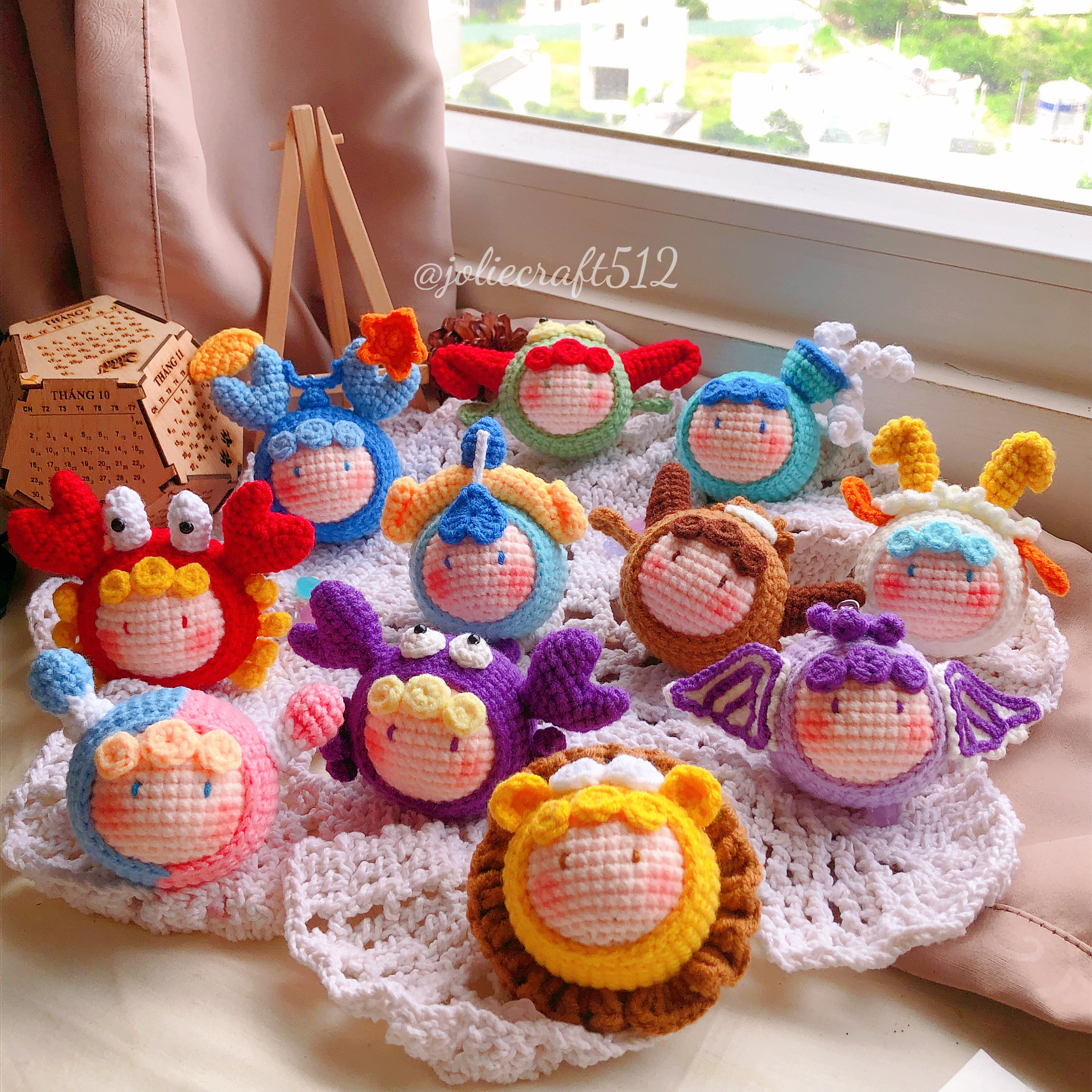 Móc khóa 12 cung hoàng đạo - handmade - móc khóa len