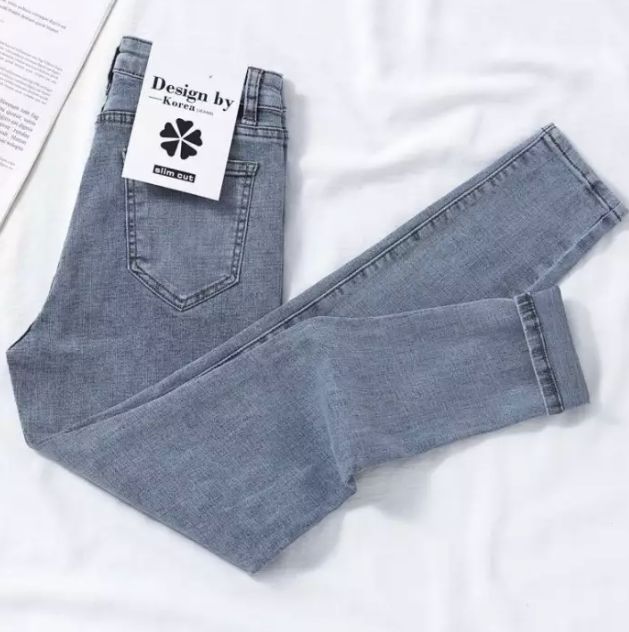 [Tặng Vớ 🧦🧦]  Quần Jean Màu Trắng, Quần Ống Nữ, Cao Eo Giảm Béo Quần Dài Bó Sát Hợp Xu Hướng Mới