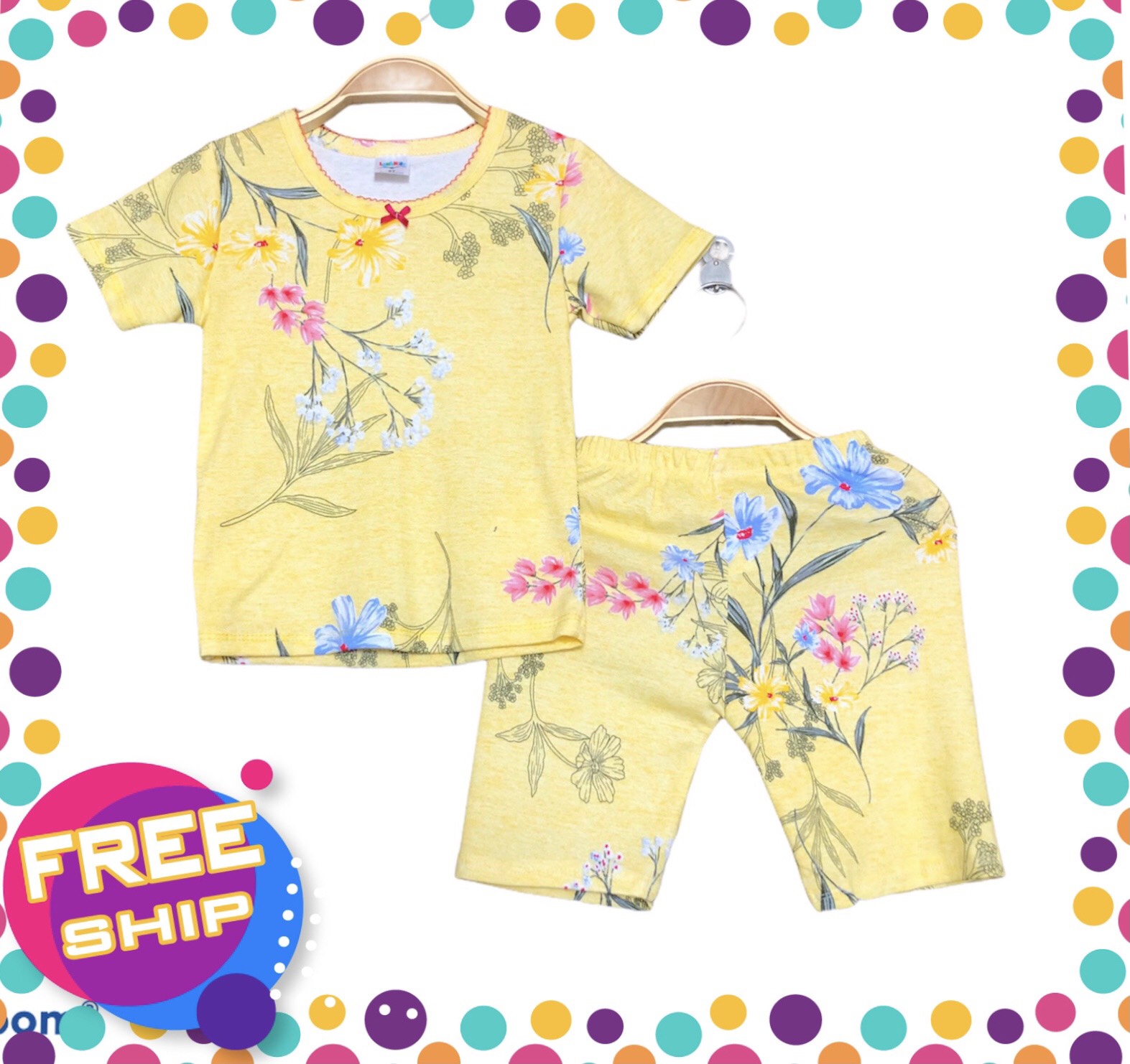 [ẢNH THẬT] Bộ đồ cotton VNXK cho bé, bộ cộc tay bé gái vải thun cotton thấm mồ hôi siêu xinh xắn, đáng yêu size nhí