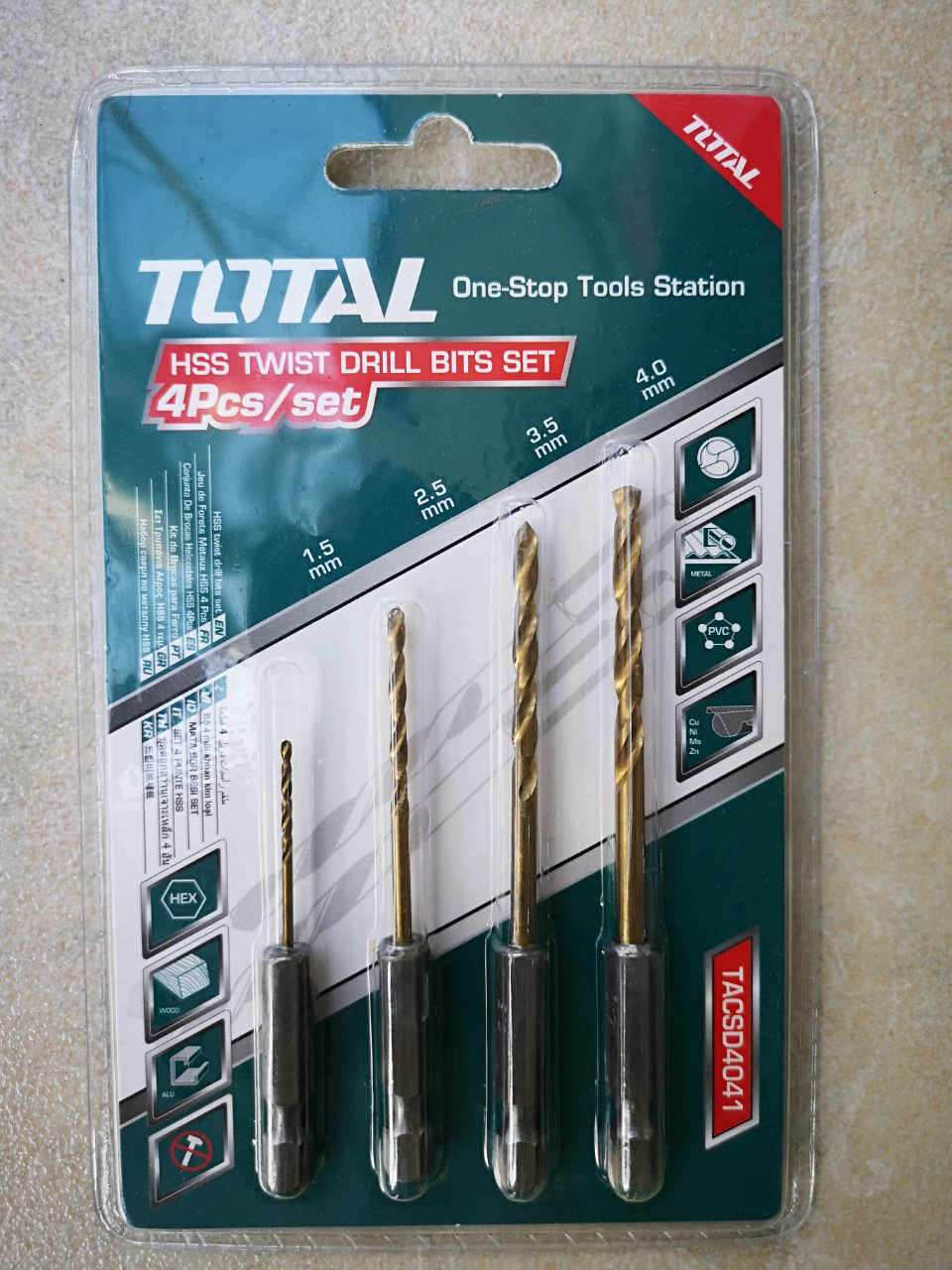 Bộ mũi khoan kim loại đuôi lục giác 4 chi tiết Total TACSD4041