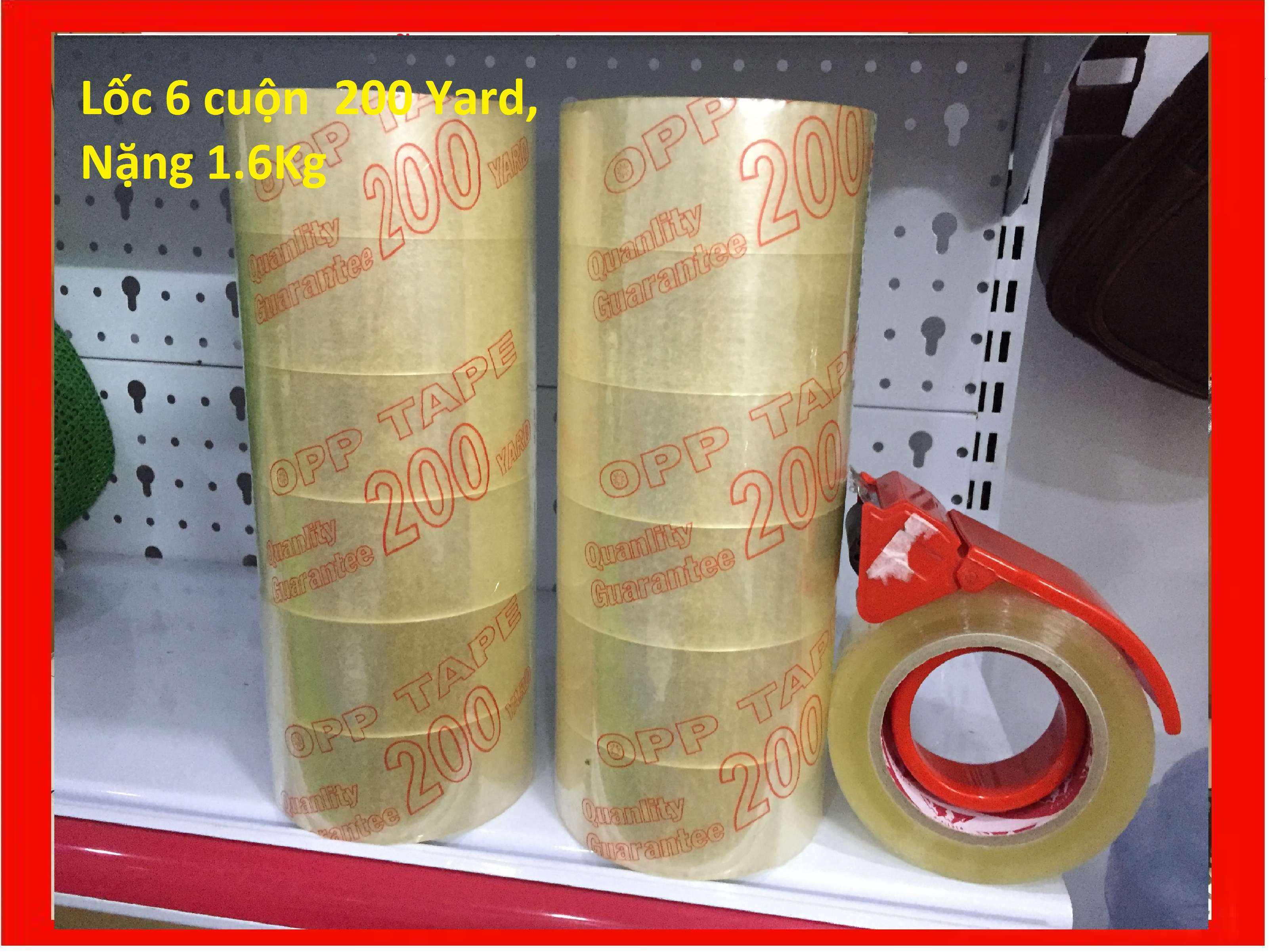 Combo 6 cuộn Băng keo trong loại lớn 200 Yard, băng dính trong , Băng keo dán thùng trọng lượng 1.6Kg. Băng keo trong loại to, giá rẻ