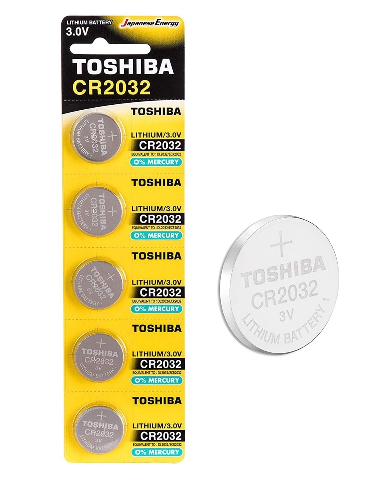 [HCM]Pin Nút CR2032 Lithium 3V Hiệu Toshiba vỉ 5 viên CR2032 CP-5
