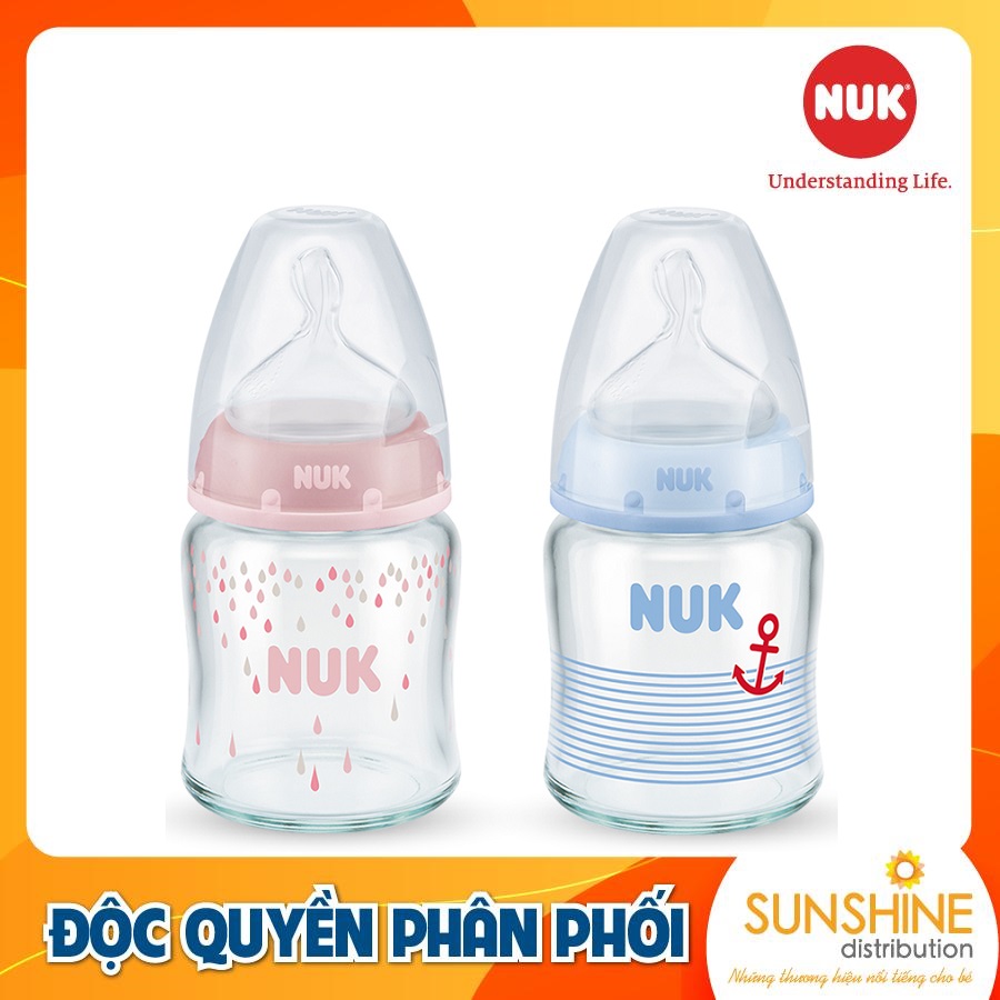 BÌNH SỮA NUK PREMIUM CHOICE+ THỦY TINH 120ML NÚM TI S1 - M