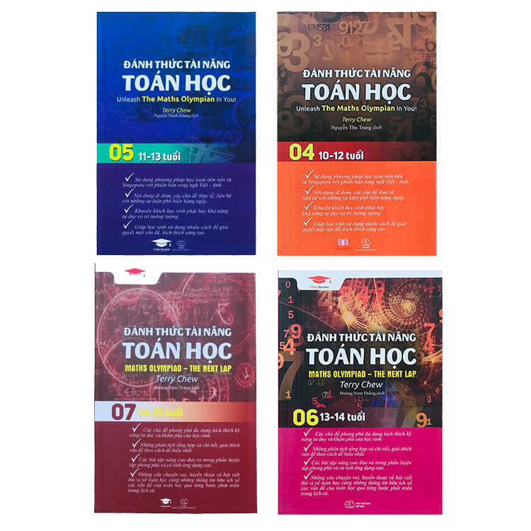 Sách đánh thức tài năng toán học 4, 5, 6, 7 - tổng hợp kiến thức toán học lớp 4 đến lớp 9, hiệu sách genbooks