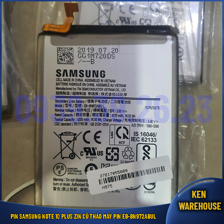 Pin samsung note 10 plus zin cũ tháo máy pin eb-bn972abul - ken warehouse