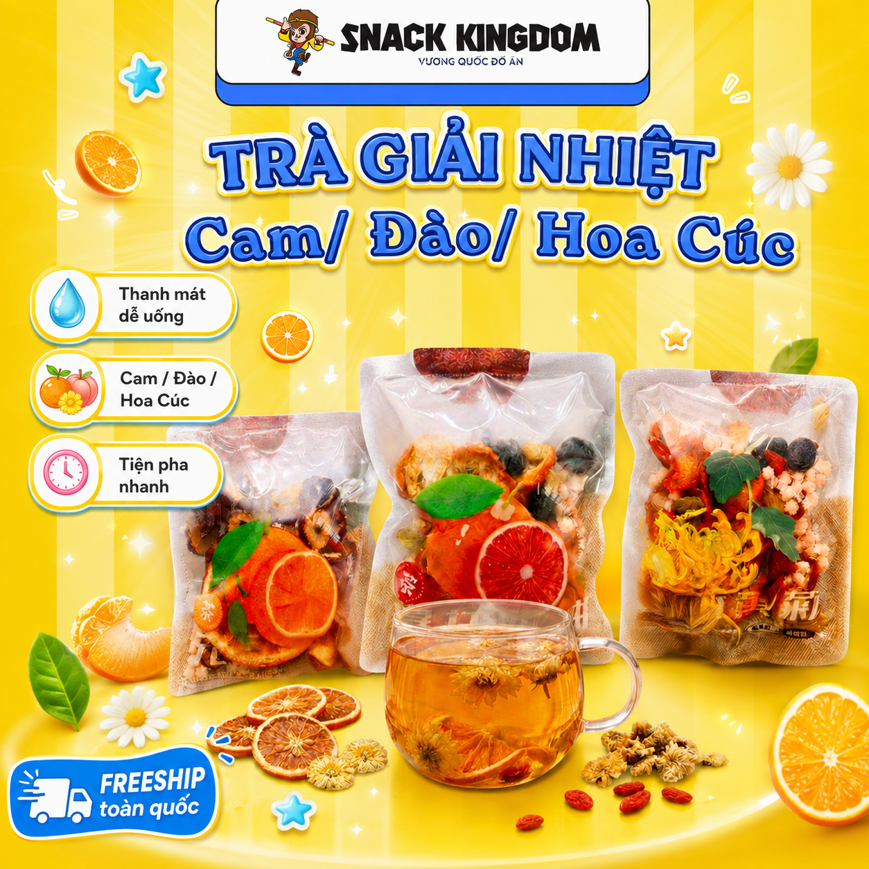 Trà Cam Hoa Cúc Và Bưởi Đào Giải Nhiệt 35g Vương quốc đồ ăn vặt nhập khẩu giá rẻ Snack Kingdom
