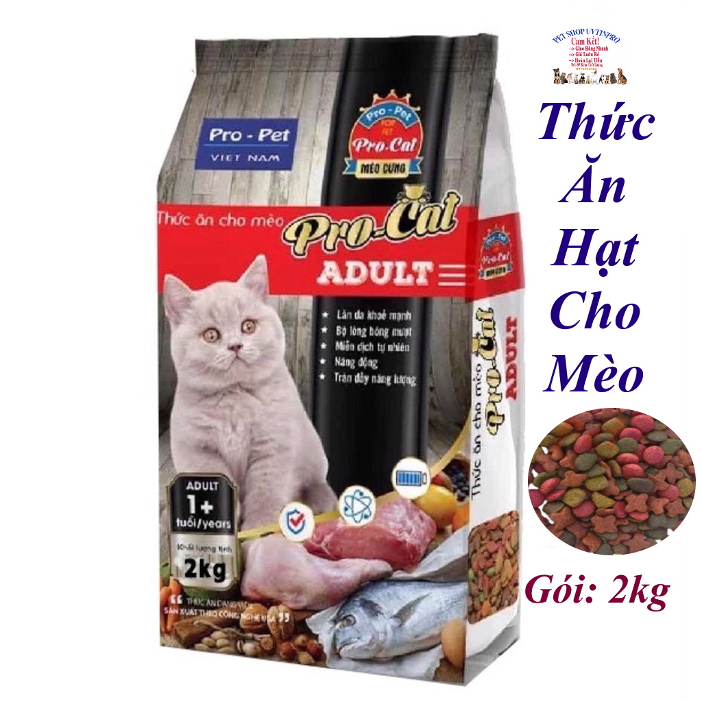 THỨC ĂN HẠT CHO MÈO Pro-Cat Aldult Túi 2kg Xuất xứ Pro-Pet Việt Nam - Pet shop Uytinpro