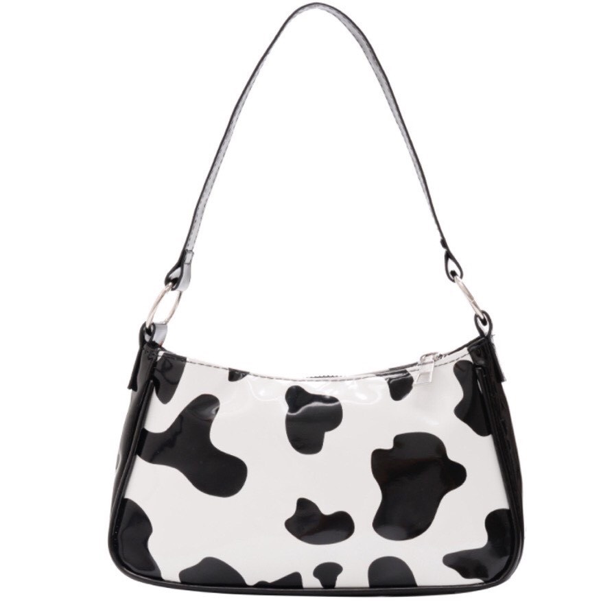 Túi kẹp nách nữ họa tiết bò sữa form chuẩn, túi đeo chéo nữ họa tiết bò sữa SN10