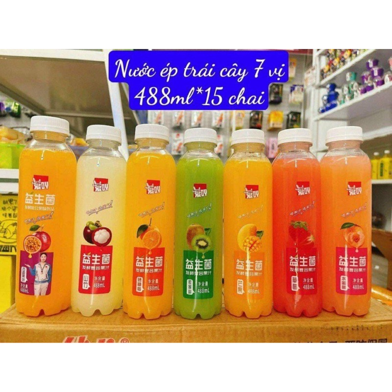 Nước ép trái cây 7 vị Đài Loan chai 488ml