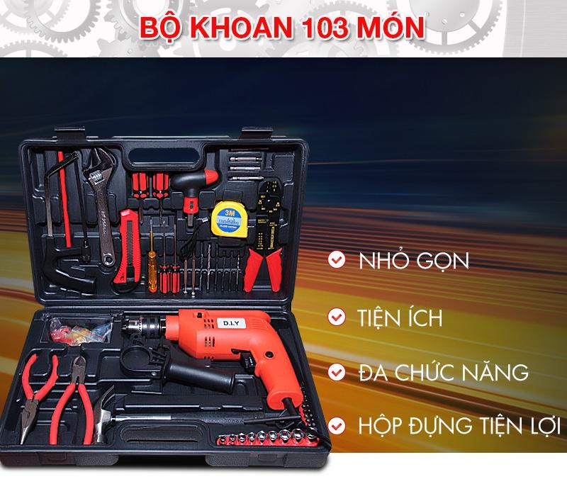 Bộ dụng cụ sửa chữa gia đình, Bộ khoan Diy 103 món tiện lợi , chất liệu kim loại cao cấp , không gỉ , nhiều mũi khoan kích cỡ khác nhau giúp sửa chữa đa dạng hơn , bảo hành uy tín 1 đổi 1.