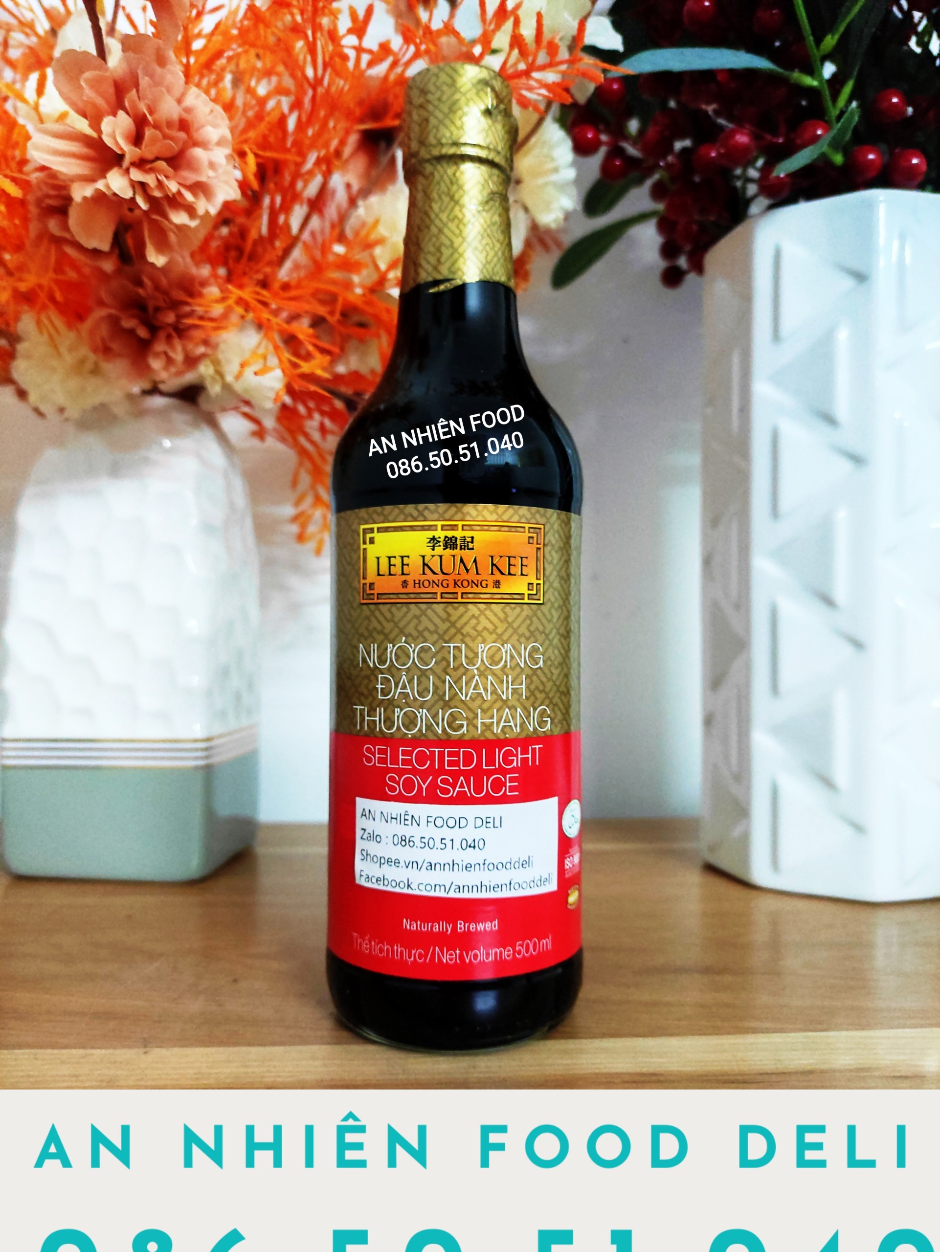 Nước Tương Đậu Nành Thượng Hạng LEE KUM KEE Chai thủy tinh 500ml