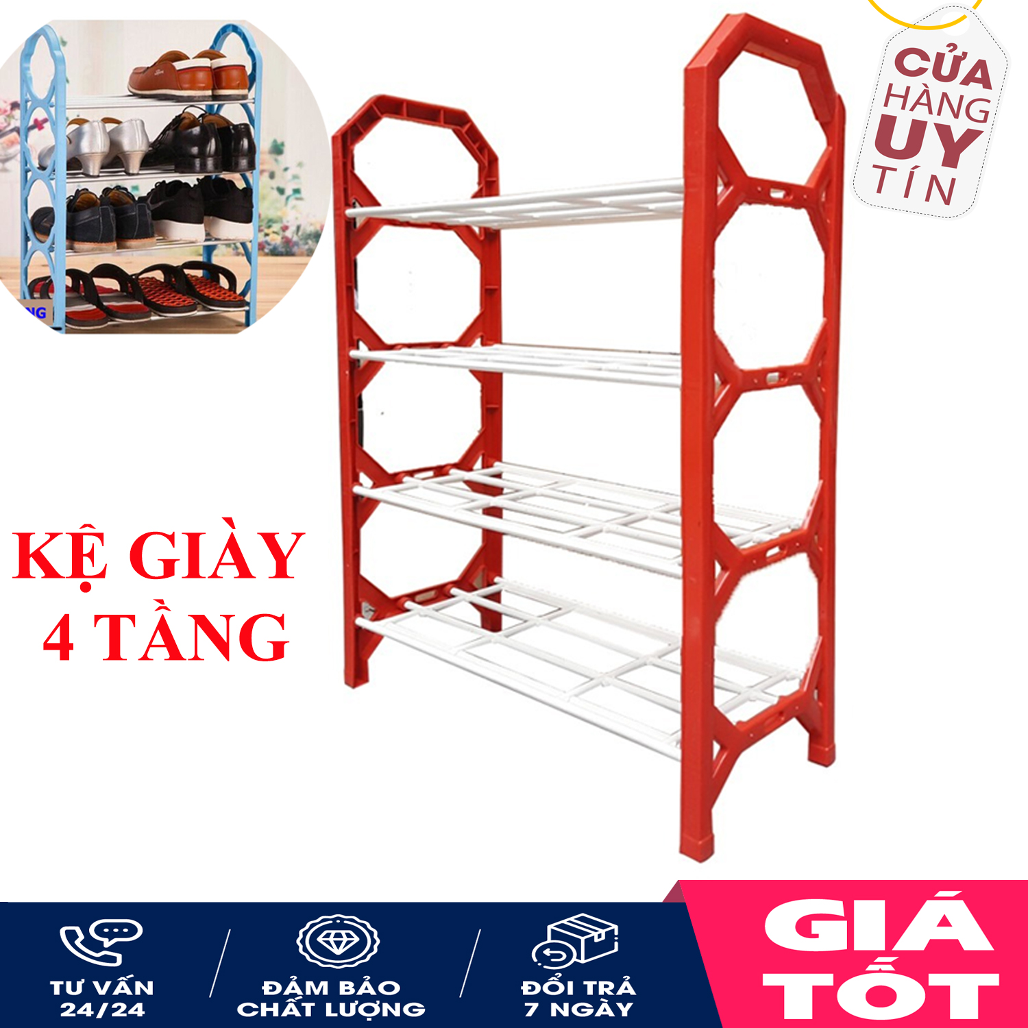 [Hàng Hot 2022] Kệ Giày Dép 4 Tầng - Kệ giày lắp ráp 4 tầng dễ thương, tiện lợi chất liệu nhựa ABS và sắt cao cấp, bền đẹp (Giao màu ngẫu nhiên)