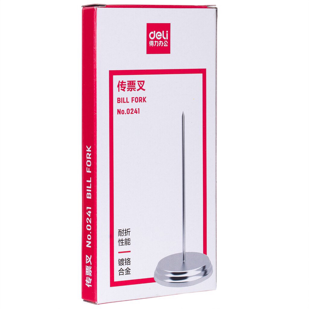 Cây xiên giấy - cây cắm hóa đơn deli 241-cắm bill đế inox vpp thủ đô