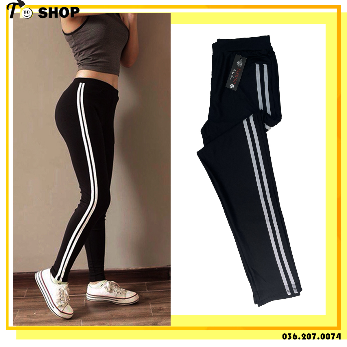 [HCM]Quần legging 2 sọc trắng - quần thun 2 sọc màu trắng co giãn tốt tôn dáng [ảnh + video by toshop]