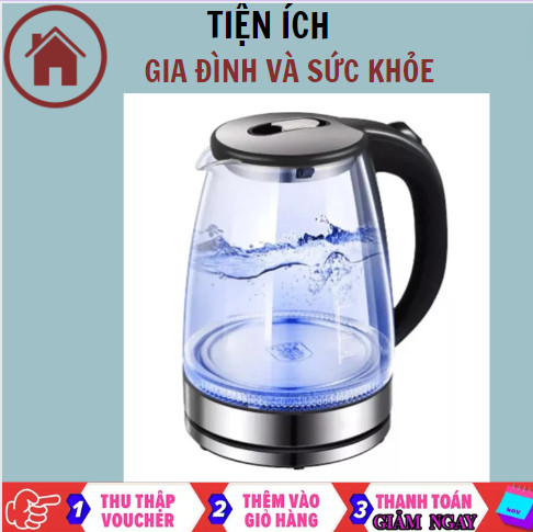 Sale-50% - ấm đun siêu tốc lock&loch thủy tinh 1.8l - bình siêu tốc cao cấp - bình đun nước siêu tốc lock ejk418slv 1.8l - công suất 1850w hàng chính hãng có điều chỉnh nhiệt độ sôi, đèn đổi màu, bh 1&1