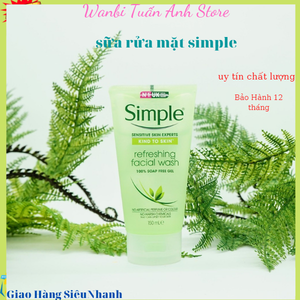 Sữa Rửa Mặt Simple chính hãng sữa rữa Gel Kind To Skin Refreshing Facial Wash Gel 150ml