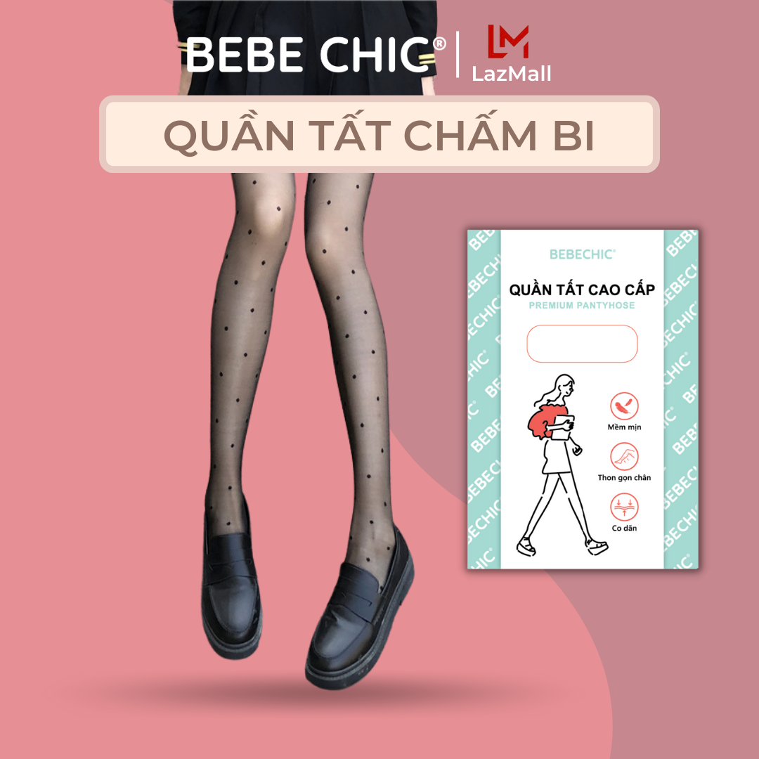 Quần tất hoạ tiết chấm bi - trái tim co giãn cao cấp bebechic qt03