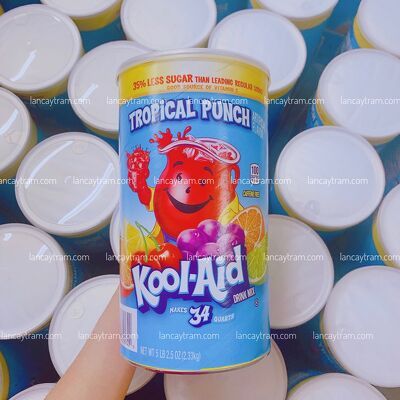 Bột trái cây kool-aid tropical punch soft drink mix, vị trái cây nhiệt đới mix 2.23kg ~ 90 ly