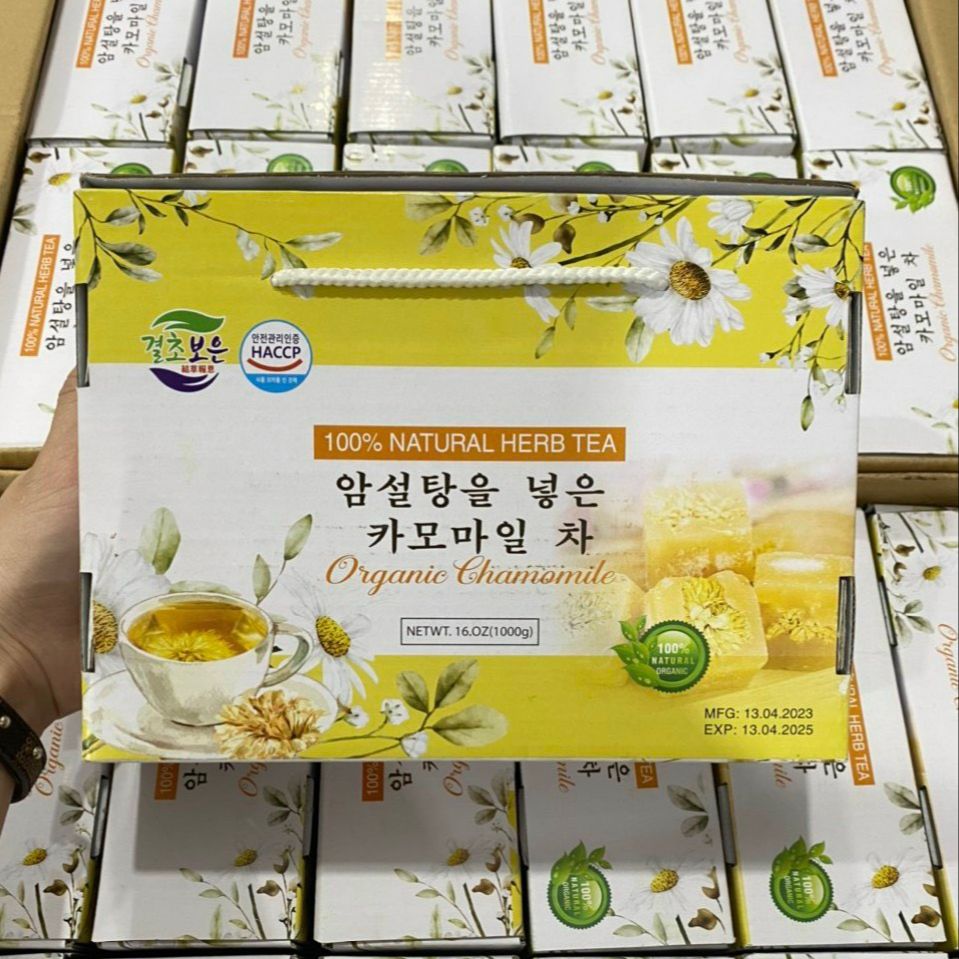 HỘP 1KG - Trà Hoa Cúc Đường Phèn Mật Ong Natural Herb Tea Hàn Quốc