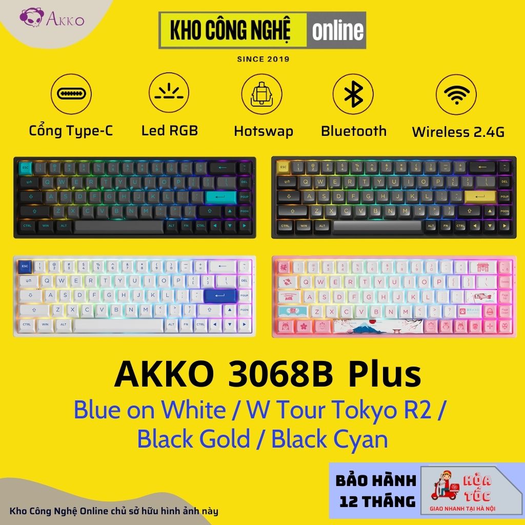 Bàn phím akko 3068b plus (bluetooth 5.0 / wireless 2.4ghz / hotswap / foam tiêu âm / akko cs jelly sw)