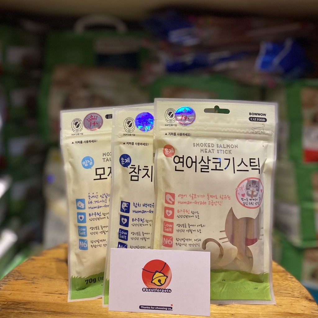 [Hoàn tiền 10%] Xúc xích cho mèo Bowwow | Giàu DHA, Omega-3 và Taurine | Phát triển trí não và thị lực - Túi 70g