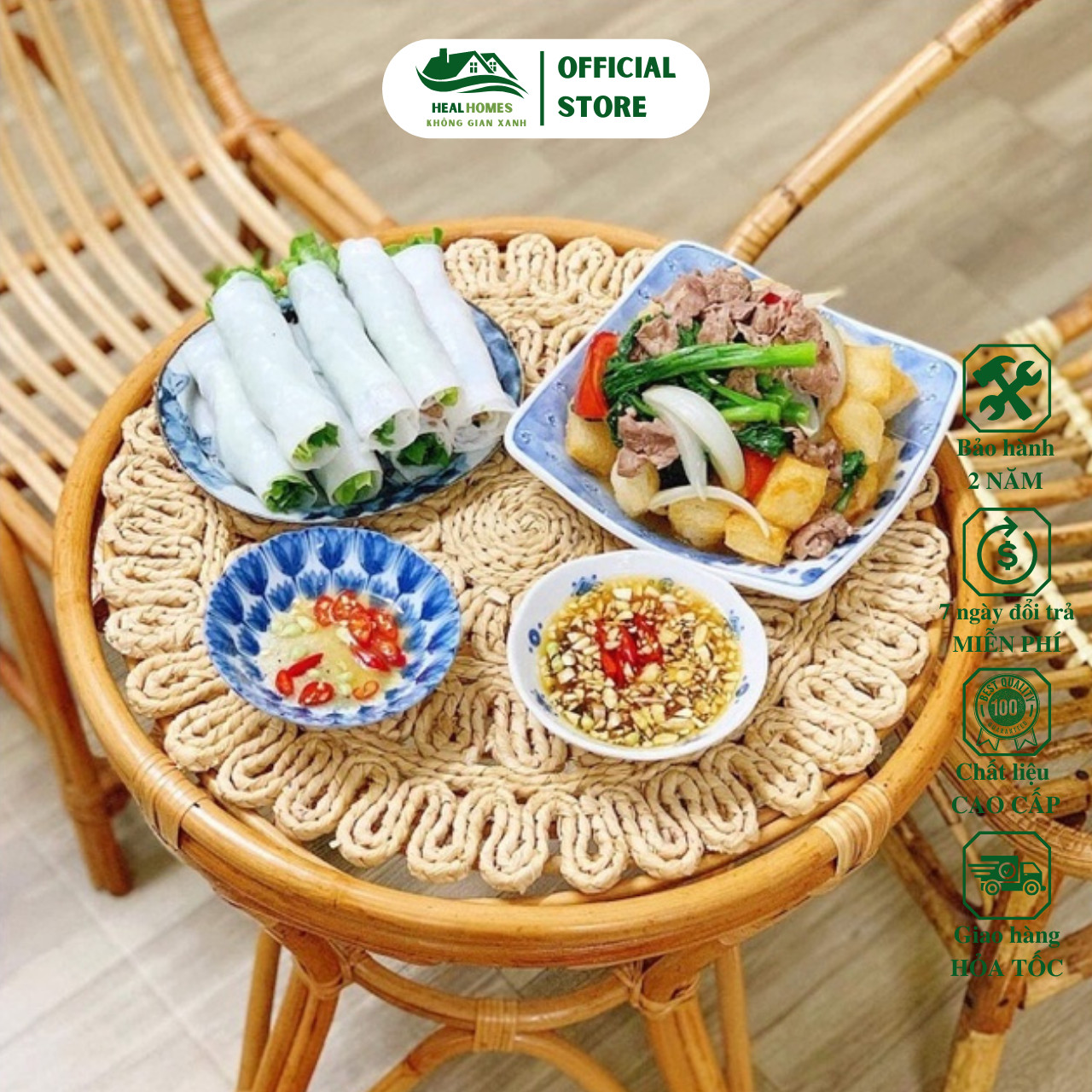 Lót lọ hoa, lót cói đan hoa, lót bèo trang trí decor Mây Tre Đan, đồ dùng trang trí không gian phòng bếp / HealHomes