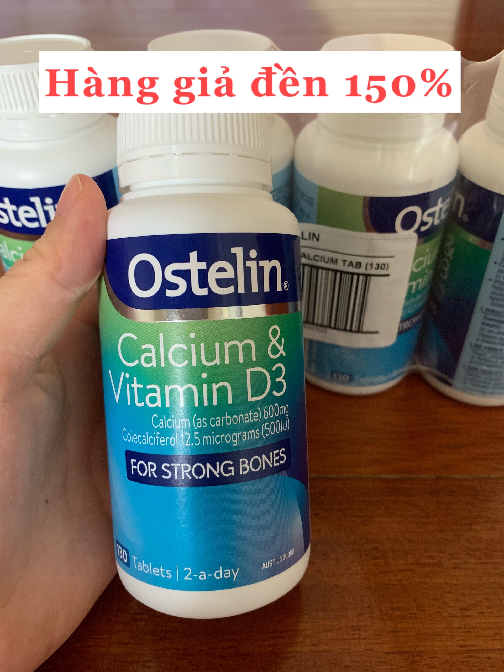 Bill, hàng air, hộp 130 viên uống bổ sung Canxi Ostelin Calcium & Vitamin D3 (Úc) cho mẹ bầu, sau sinh & và người lớn