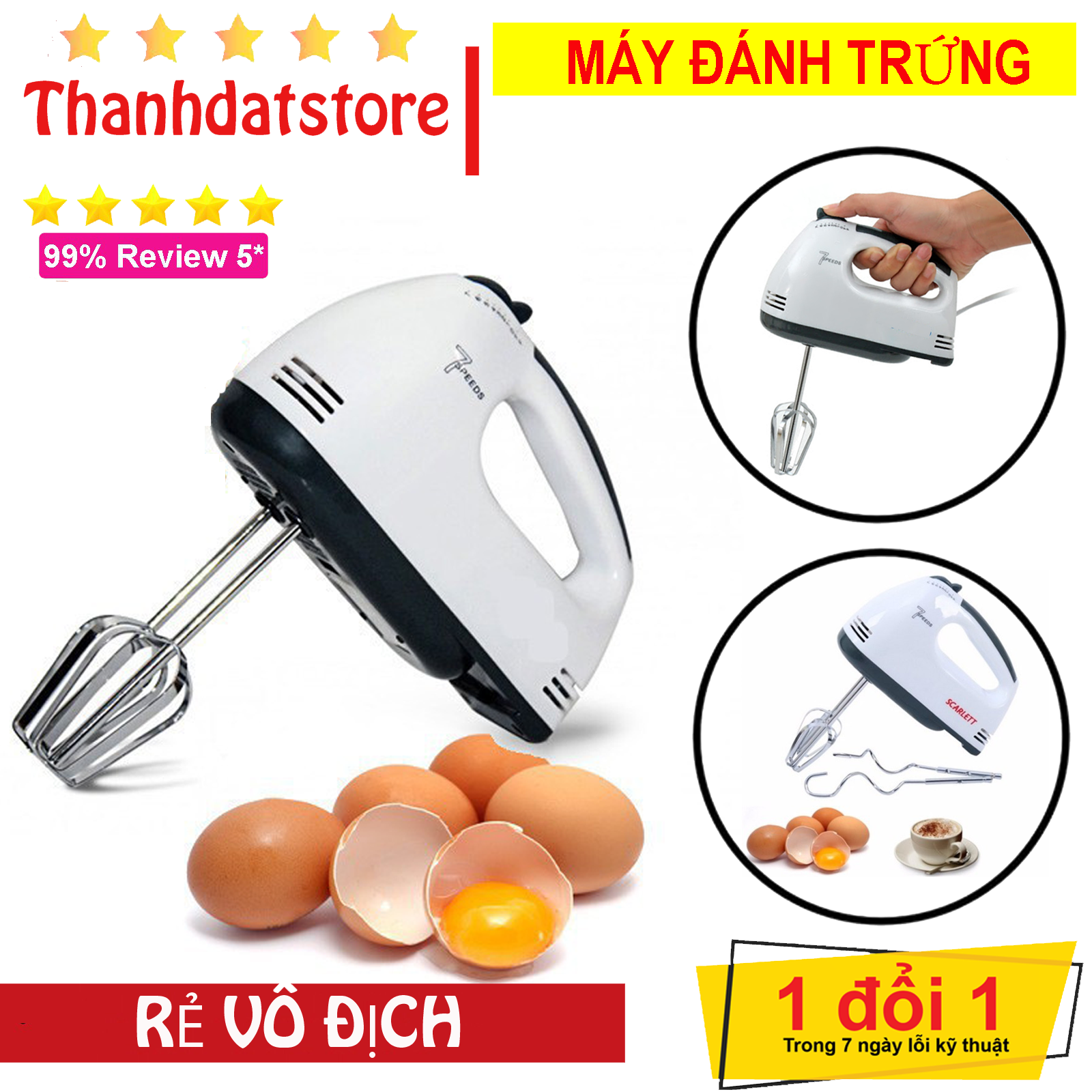 Máy đánh trứng cầm tay 7 cấp độ BẢO HÀNH 6 THÁNG
