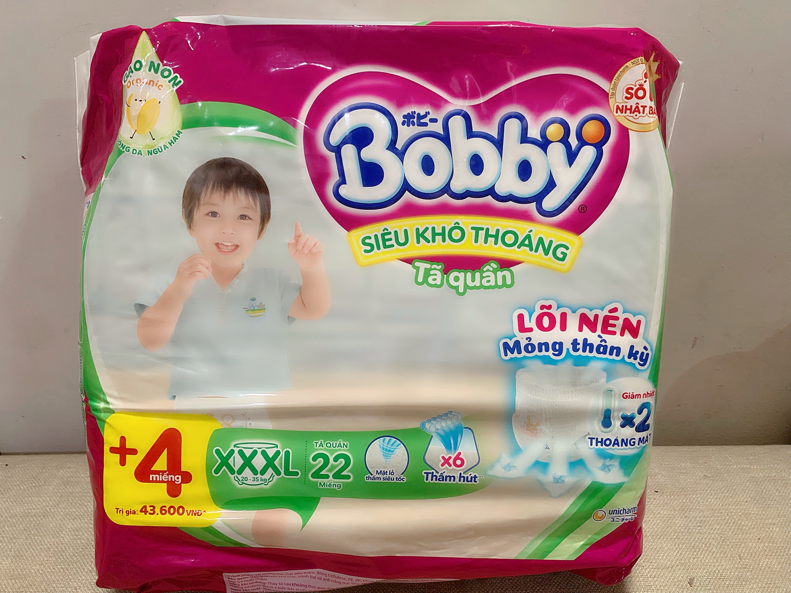 Tã bobby quần xxxl24/xxxl22+6 miếng