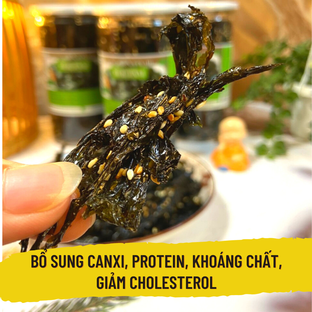 Rong biển ăn liền hũ Lớn 100g thuần chay. Rong biển khô sấy mè