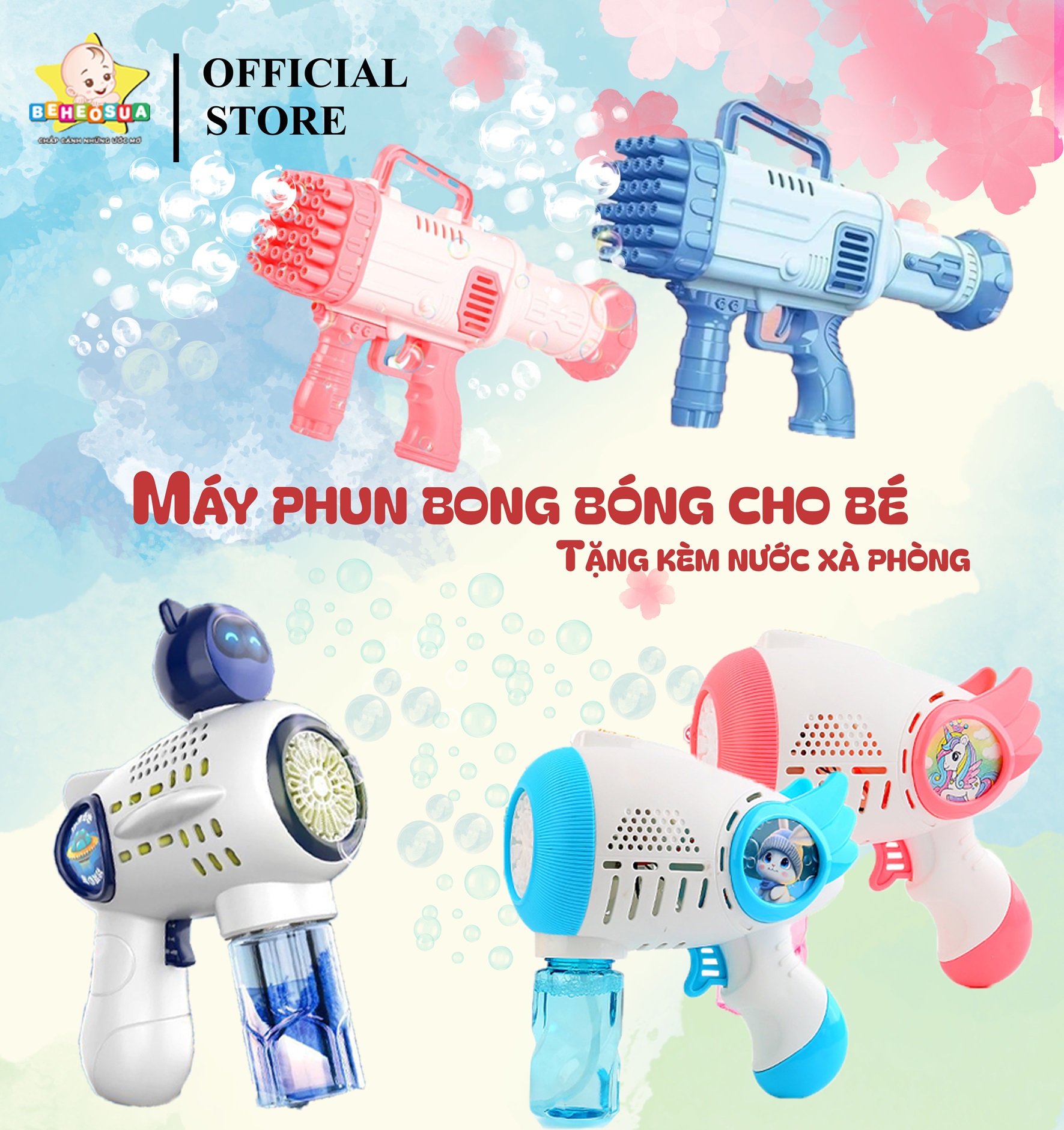 Súng bắn bong bóng, súng phun bong bóng 32 nòng siêu hot