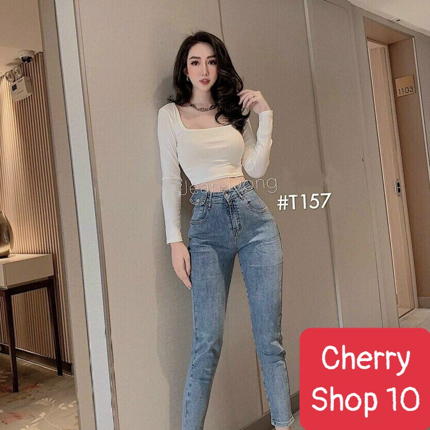 Áo croptop nữ kiểu cổ vuông tay dài, chất thun lụa mềm mịn thoải mái, co giãn tốt, free size dưới 55kg