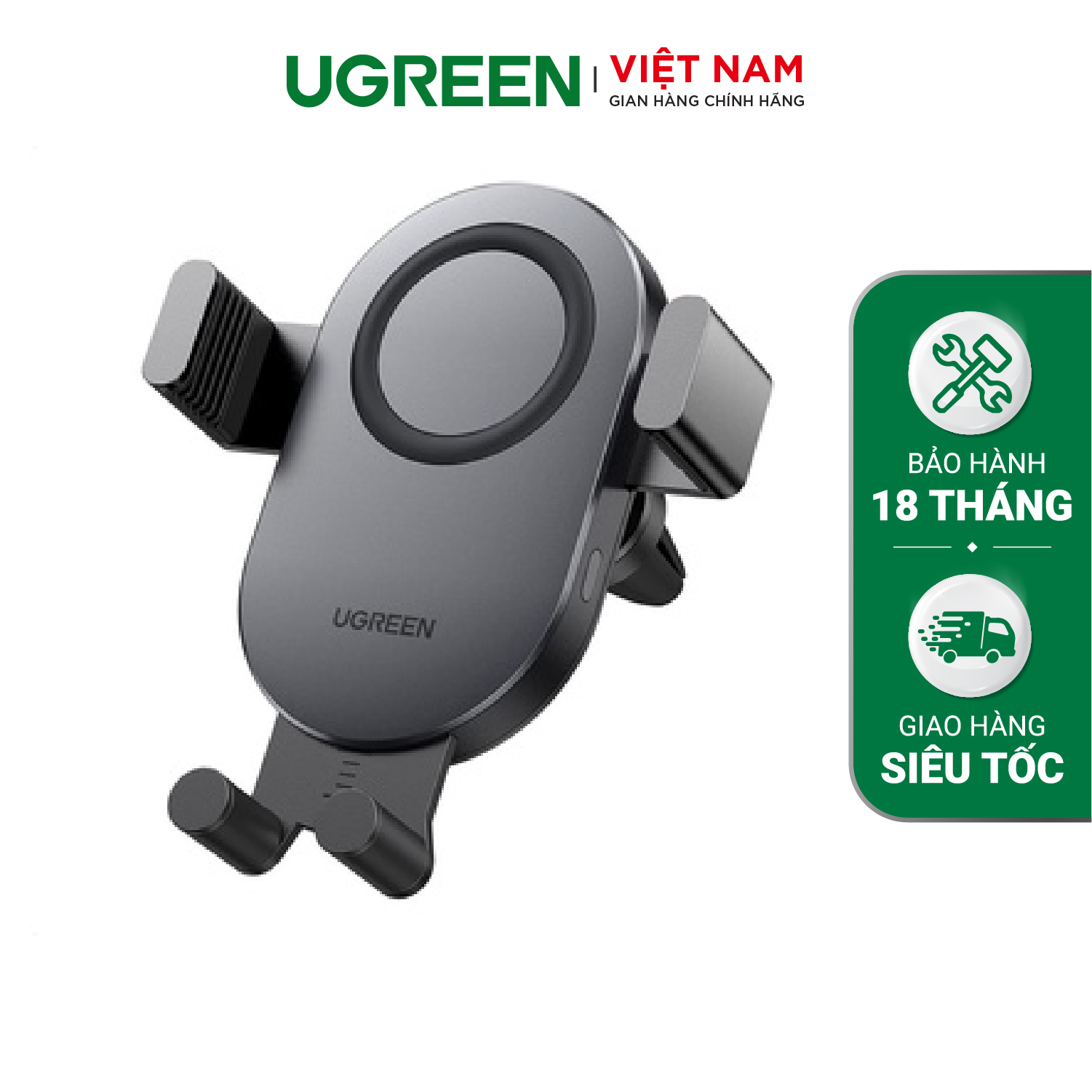 Bộ sạc không dây kết hợp giá đỡ điện thoại trên ô tô UGREEN 40118 - Công nghệ sạc Qi 15W,- Đệm cao su chống trơn trượt, trầy xước - Hàng phân phối chính hãng - Bảo hành 18 tháng 1 đổi 1