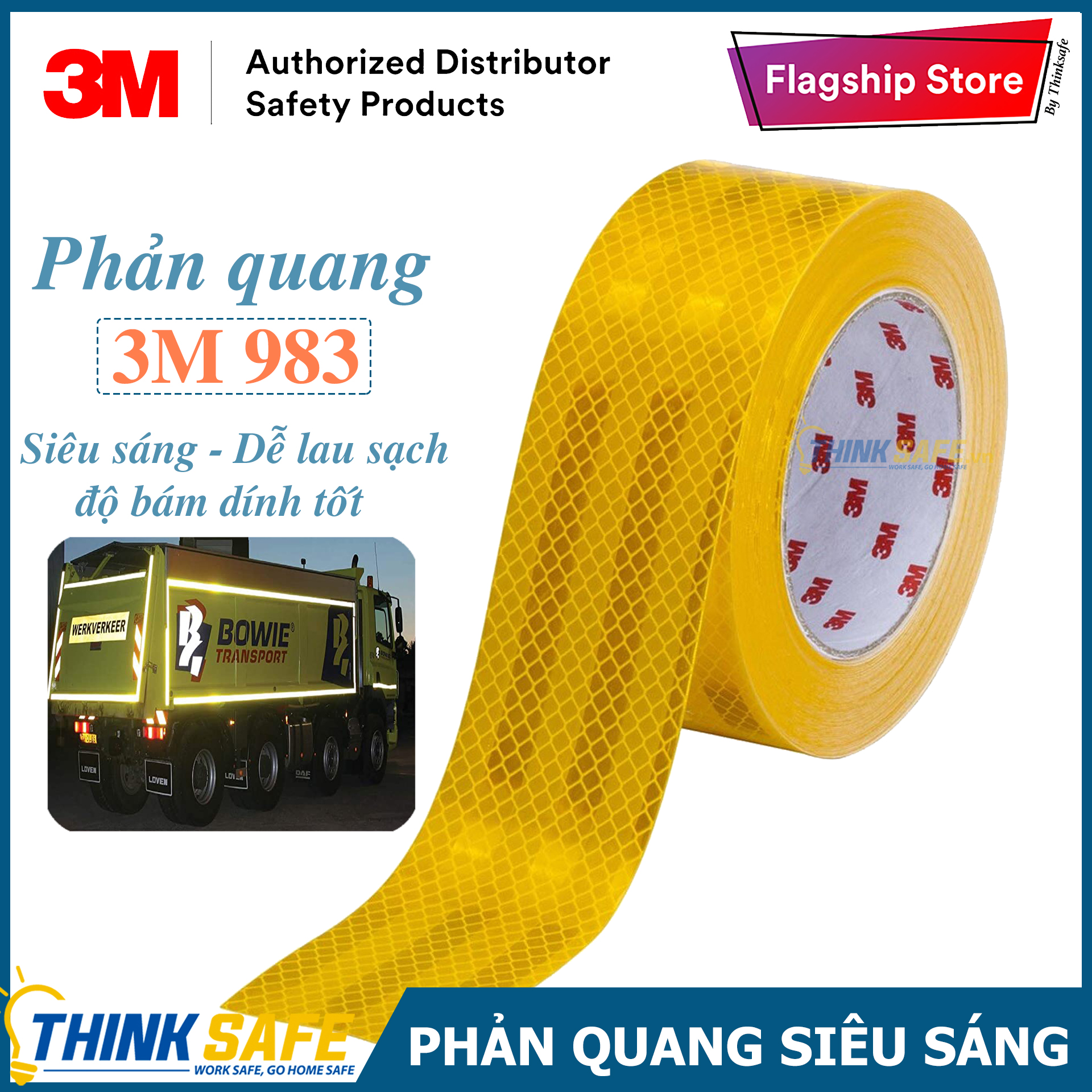 Băng keo phản quang 3M 983 có tính phản quang cao (1 mét)